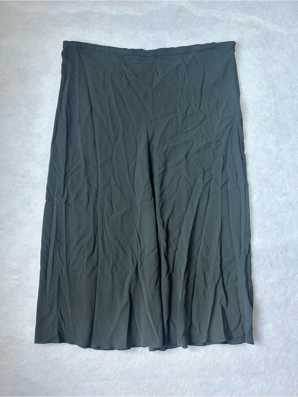 EILEEN FISHER Gray 100% Silk Midi/Maxi A-Line Skirt Slit Side Zipper Size XL